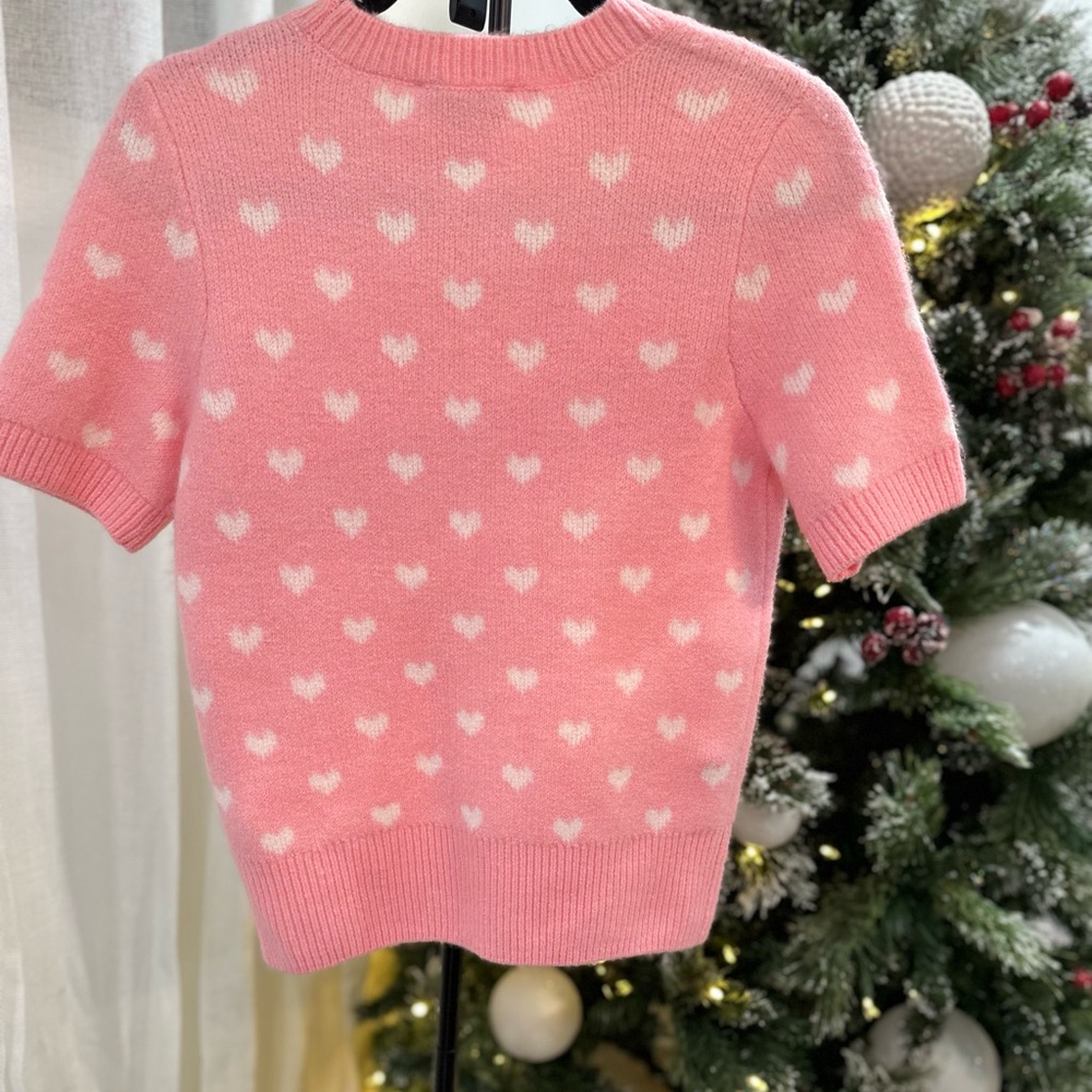 Pink Heart Pattern Sweater - Picture 5 of 6